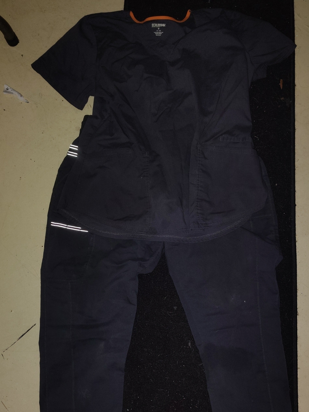 Scrubstar Black 2-Piece Scrub Set V-Neck Top & Cargo Pants Size XL
